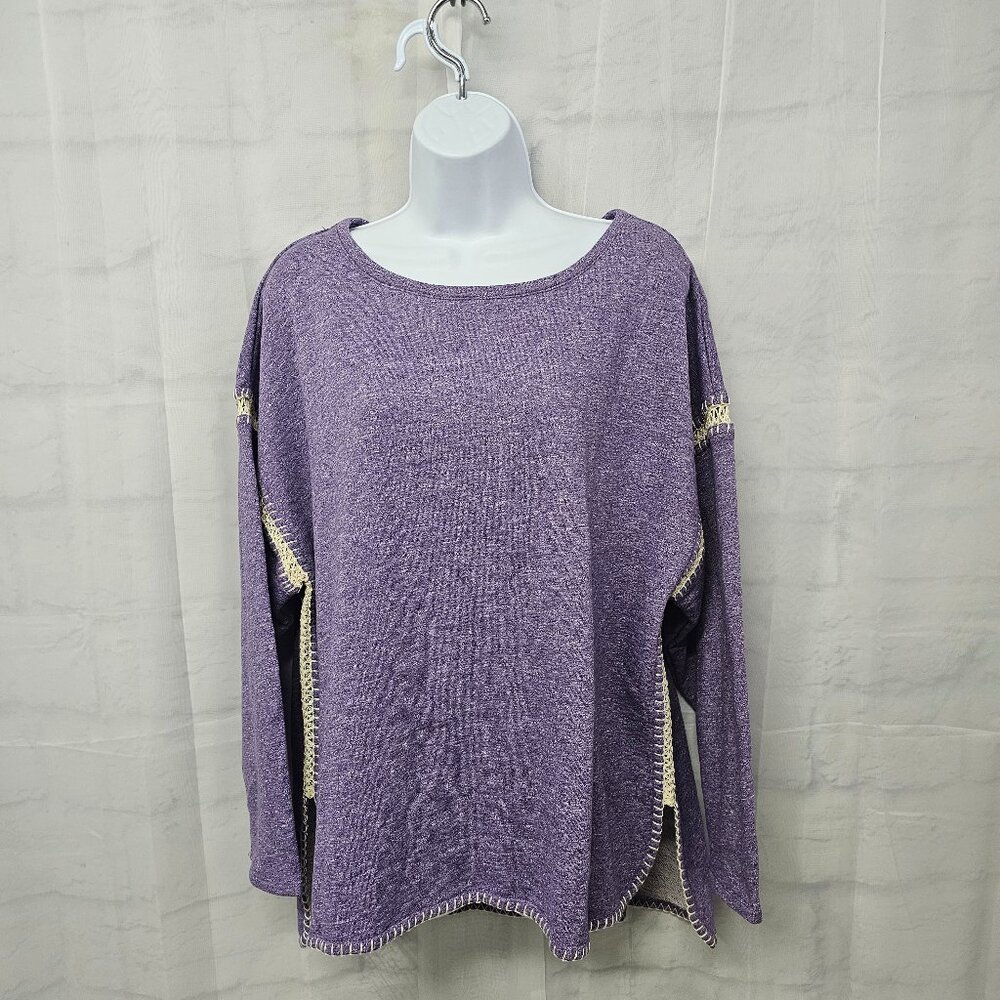 Relaxed Purple Long Sleeve Women’s Pullover Sweatshirt
